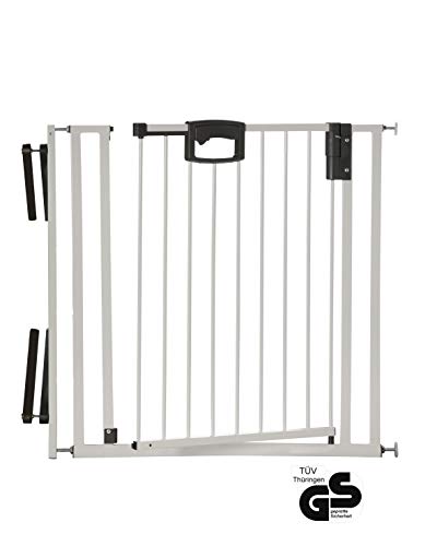 Geuther - metall Tür- und Treppenschutzgitter Easy Lock zum Einklemmen und Schwenken, weiß-silber, 84.5 - 92.5 cm