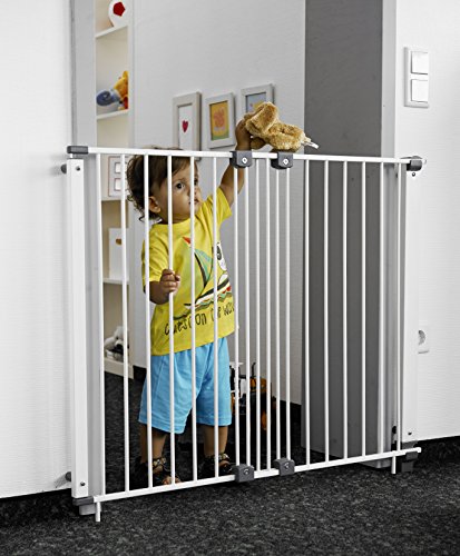 Geuther - Treppenschutzgitter Purelock aus Metall für Kinder/Hunde, Befestigung mit Schrauben/Klemmen am Geländer, verstellbar, 61 - 107 cm